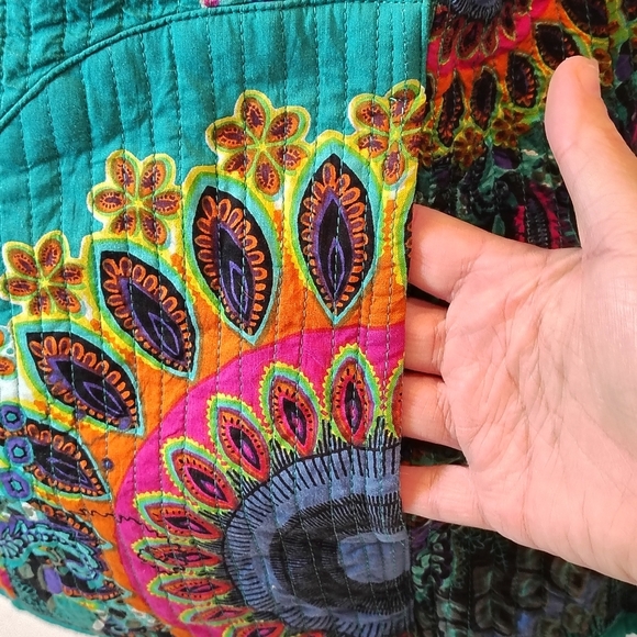 Anu Quilted Blazer Jacket Floral Womens size Medium Art to Wear 100% Cotton - Picture 5 of 11